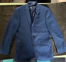 Reaction Kenneth Cole Men's Navy Blue Two-Button Slim-Fit Blazer Suit Jacket 40L