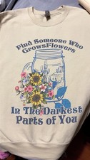 Zach Bryan Lyrics Gildan Crewneck Natural M Floral Graphic Romantic ?Sun To Me?