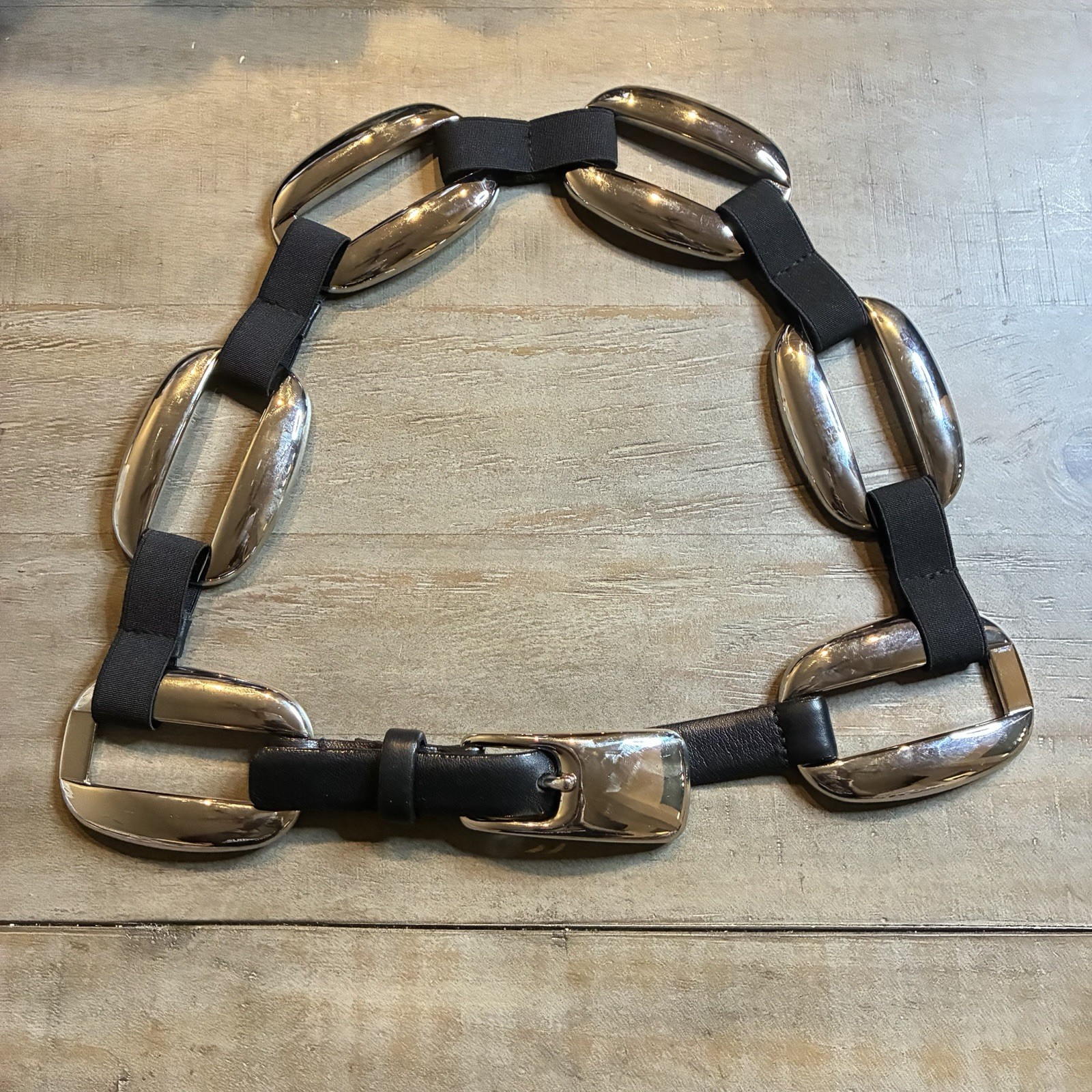 VTG Sandy Duftler 7200 Eurometal Italy Chunky Silver Link Statement Belt EUC S