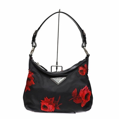 Prada Br3134 One Shoulder Bag Flower Print Nylon Unisex Used