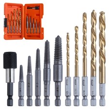 11pcs Easy Out Screw Extractor Set Titanium Coating Left Hand Drill Bit And Bolt