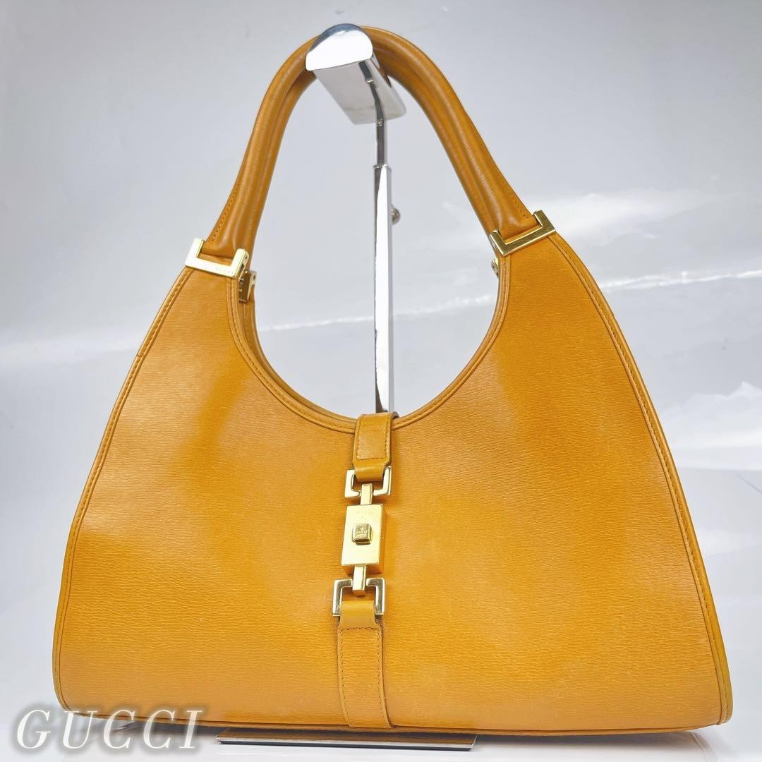 Borsa a tracolla Gucci Jackie in pelle marrone oro ferramenta vintage ottima