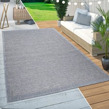 In-& Outdoor Teppich Balkon Küchenteppich Modernes Bordüren Design Beige Grau