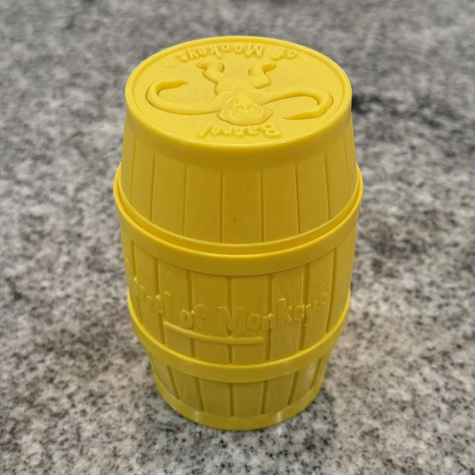 VTG Milton Bradley 1989 Barrel of Monkeys Game Yellow Barrel with 21 Red Monkeys - Image 3 of 4