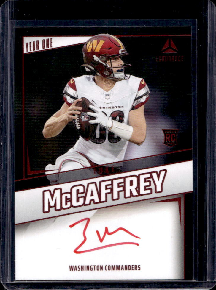 2024 Panini Luminance Luke McCaffrey Year One Signatures RPS Red Auto #YOS-LMY