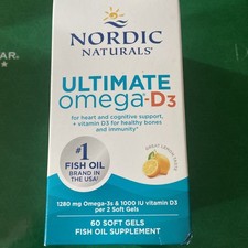 12/28 Nordic Naturals Ultimate Omega-D3, Lemon Flavor - 60 Soft Gels - 1280 mg O