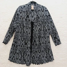 Tunic Blouse Kimono Black White Paisley Sleeve Witchy Fairygoth Corpcore Size 4X