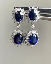 8.00 Ct Oval Cut Natural Sapphire Earring 14k Solid White Gold Stud Earrings