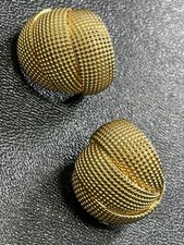 Vintage 1  Textured Curled Gold Tone Metal Hoop Earrings