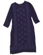 Vintage Womens A-Line Dress EU 38 Medium Navy Blue Geometric CT04