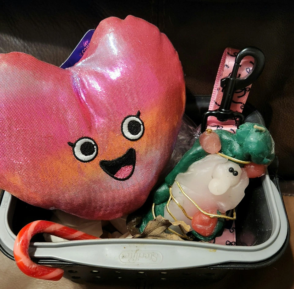 Doggy Fundraiser Gift Basket Plush Heart, 4ft.Bow Leash, Fun Candle - Image 2 of 3