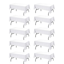 Dailyset 10 Pack White Rectangle Tablecloths 60 x 102 Inch Polyester