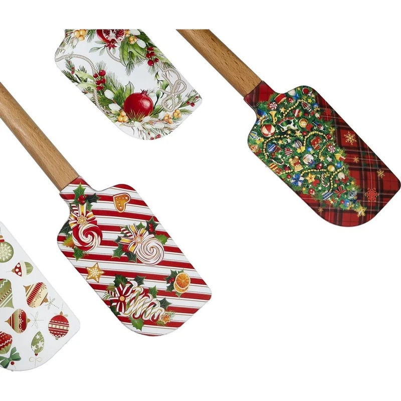 Leccapentola Natale Spatola Silicone Manico Legno BRANDANI Merry Christmas, fotografia 5 di 9