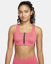 Nike Dri Fit Shape high support padded front zip coral sports bra size S small