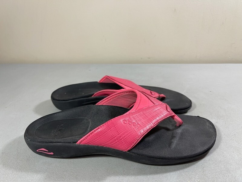 ABEO WOMEN'S BLACK u0026 PINK THONG KADIE SANDALS SIZE 7N | eBay