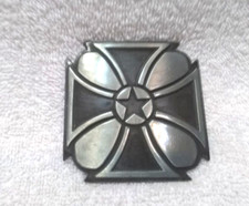 Silver Cross Cutout Edges 4 Leaf Center Star Buckle Great Vintage Condition