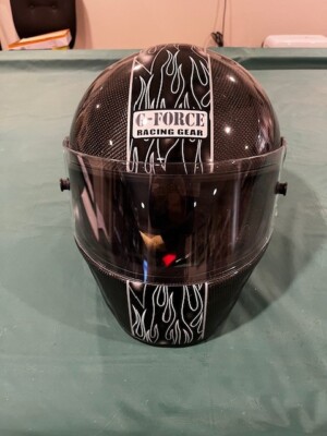 G-Force Racing Gear Carbon Fiber Pro Motorcycle Helmet SA2010 Sz L Flames