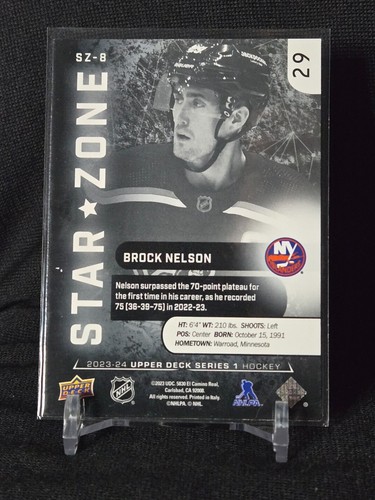 2023-24 Upper Deck Series 1 Brock Nelson Star Zone #SZ-8 - Picture 2 of 2