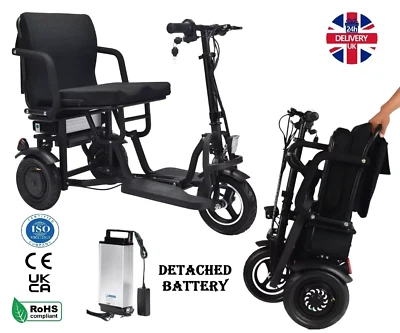 T-SPORT Folding Mobility Scooter 3 Wheel Li-ion 15Ah Dual Motor 700W Very Powerful Legal