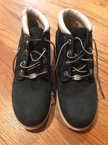 BOTTES TIMBERLAND bleu marine cuir imperméable Nellie Chukka chaussures femmes taille 8,5 # - Photo 1/7