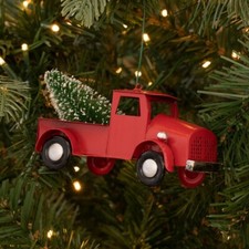 Red Truck Ornaments Christmas Tree Farmhouse Vintage Look Trucks Table Decor