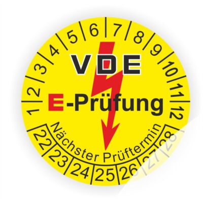 Prüfplaketten Elektro E- Prüfung E-Check VDE Termin Prüfung Wartung Ø:20-30mm b7