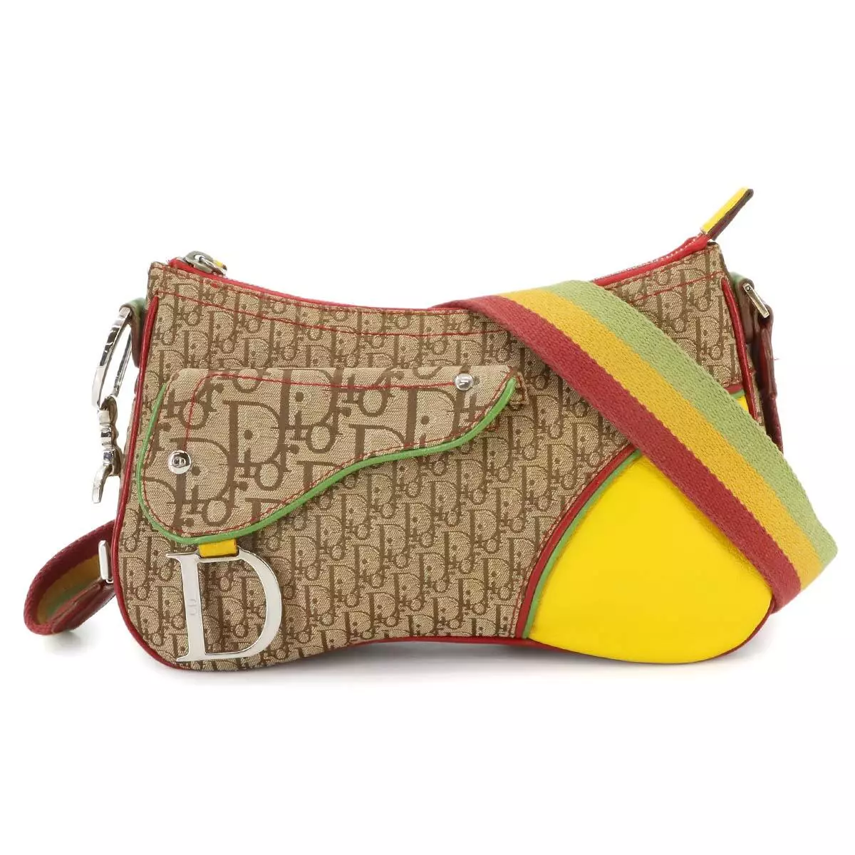 Sacoche selle trotteur Christian Dior Rasta toile cuir beige multicolore 90266972