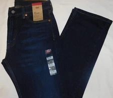 LEVIS 505 Regular Fit Jeans Stretch Straight Leg At Waist Dk Blue Nail Loop Knot