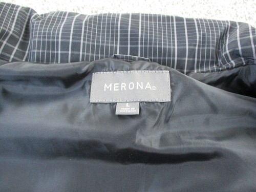 Merona Puffer Vest Mens Large Black Gray Plaid Snap up Front Pockets NWT* - Picture 5 of 11