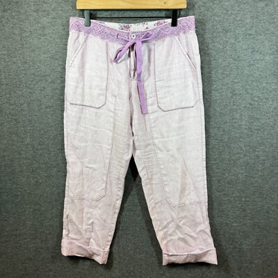 Hei Hei Anthropologie Linen Crochet Cropped Pants Womens 28