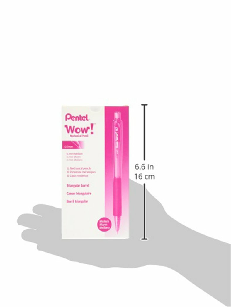 Pentel AL407-P Wow Mechanical Pencil, 0.7mm, Pink Barrel, Box of 12