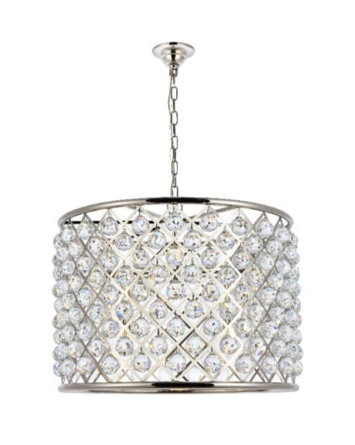 8-Light Crystal Ball Chandelier in Polished Nickel for Dining Room or Foyer, 27-Inch  