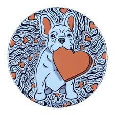 White French Bulldog Valentines Day Magnet Handmade Holiday Frenchie Dog Gift