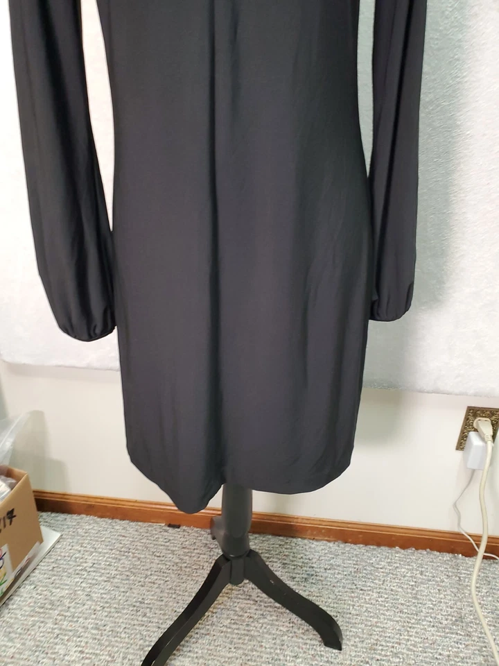 Vestido recortado White House Black Market para mujer talla 6 negro manga larga cremallera trasera Foto 3 de 4