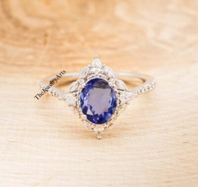 AAA Tanzanite Ring - 925 Sterling Silver Oval Tanzanite Ring Blue Gem ...