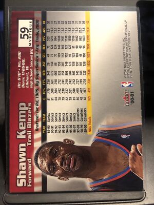 2000 Fleer Mystique Shawn Kemp #59 Portland Trail Blazers