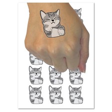 Sleeping Pocket Kitten Cat Temporary Tattoo Water Resistant Fake Body Art Set