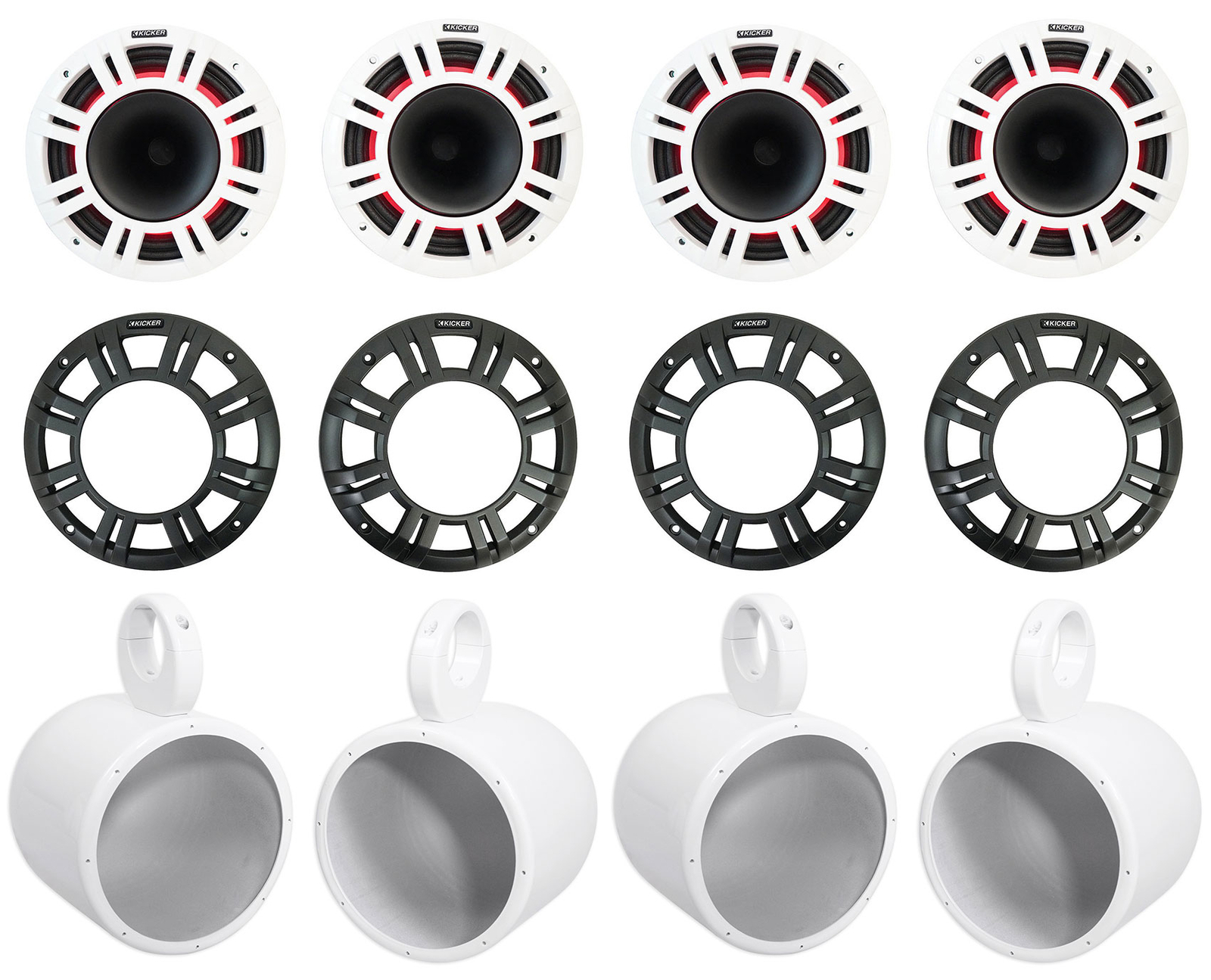 4 KICKER 48KMXL84 8 Морских белых динамиков для вейкбординга мощностью 500 Вт со светодиодной подсветкой KMXL8 251190₽