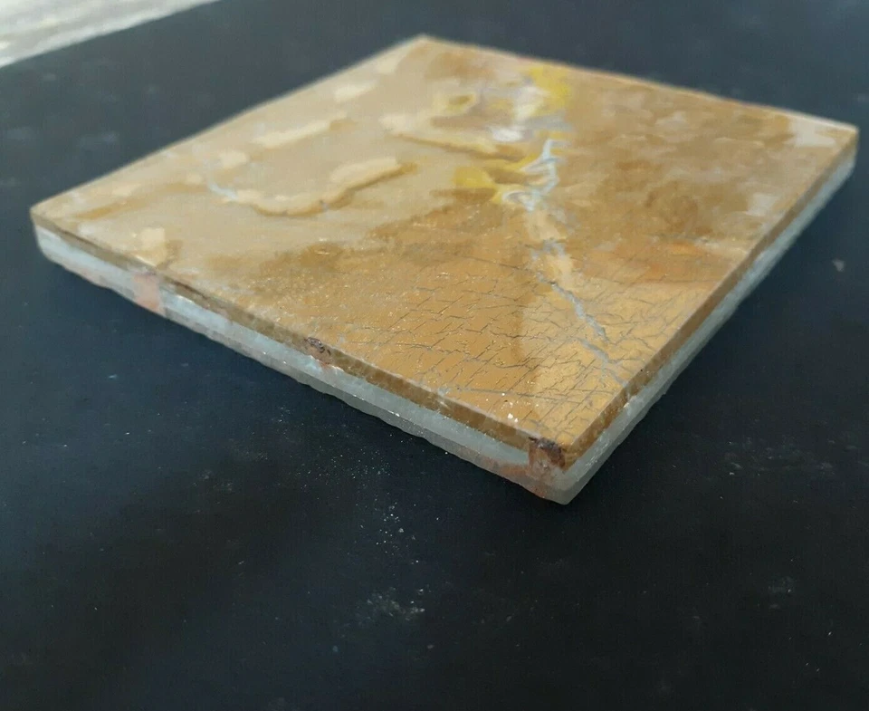 4x4瓷砖意大利金属玻璃裂纹改造口音撒哈拉金色分层 — 第 2/4 张图片