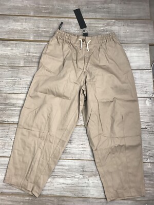 NWT Kedem Sasson Womens Elastic Band Khaki Pants w/ Pockets Size 3 Wide Ankle