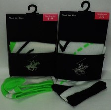 2 Pairs Of Beverly Hills POLO CLUB Fashion Socks Fit Shoe SZ 4-9 Black White Grn