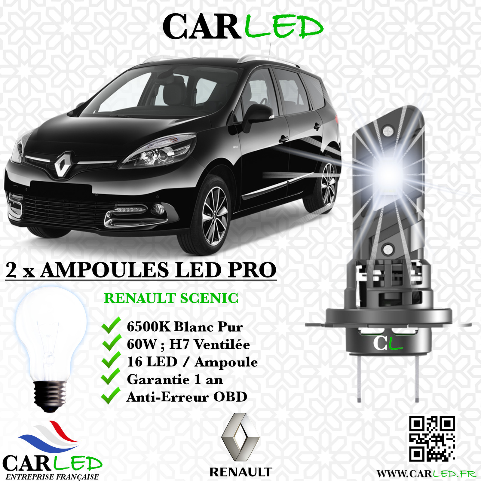 Kit ampoule LED Renault Scenic III pour la sécurité des trajets de nuit