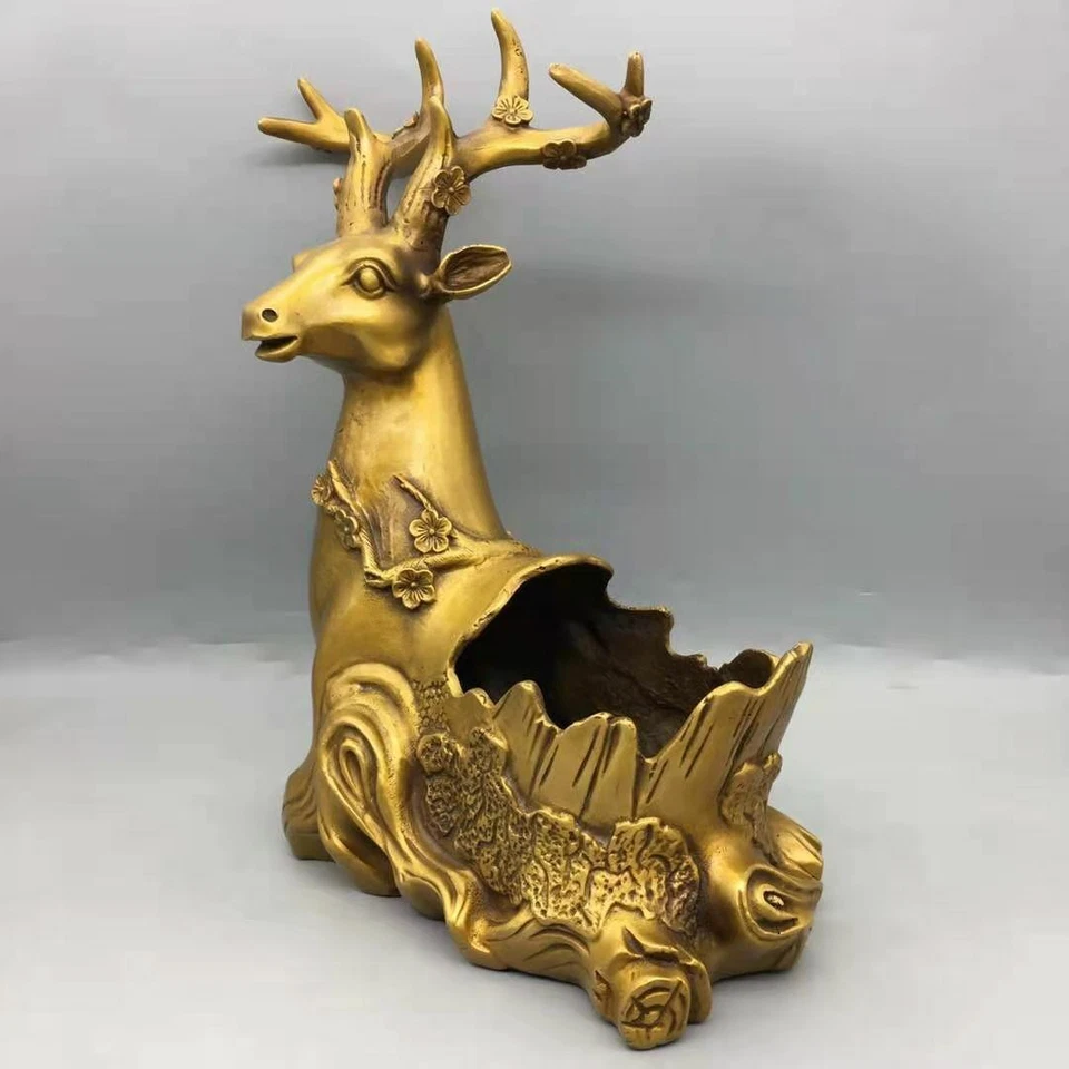 Chinese Brass Handmade Exquisite  Deer Brush Washer  2495 - Image 3 of 4