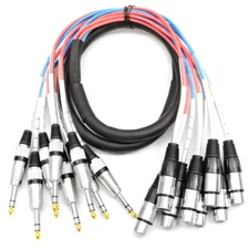 Male or Female XLR to TRS 1/4" Audio Snake Cable - 4, 8, 16 Channel - 5' to 20'