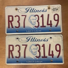 2014 Illinois License Plate Pair # R37 3149