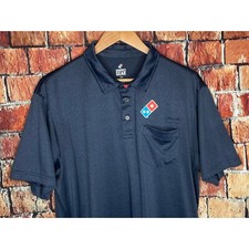 Domino  s Pizza Men  s Large Polo Shirt Blue Uniform Staff Short Sleeve Employee