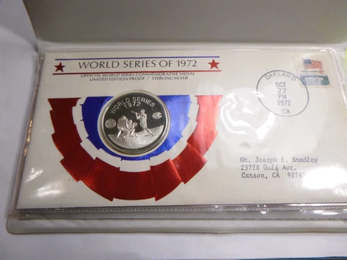 CINCINNATI REDS 1972 WORLD SERIES CHAMPS OAKLAND A'S SILVER COIN CASE COA C-30