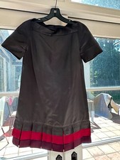 Marc Jacobs Shift Dress Steel Grey Silk Satin Size 4 Ruffles