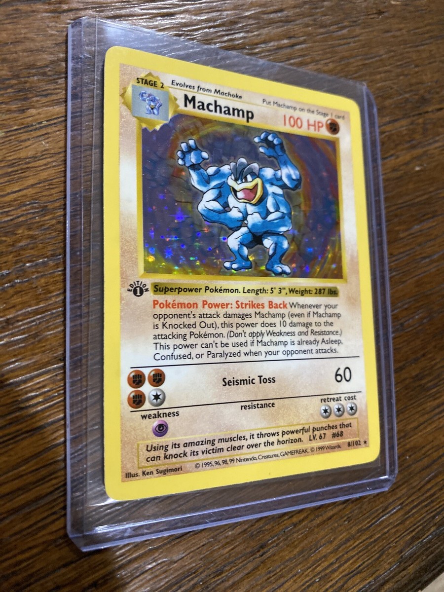 アメリカ購入品 表面はほぼ無傷 Machamp 1st Edition Machamp Grey/Gray Stamp Holo Error Card HP - Pokemon