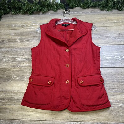 Talbots Vest Size Small Red Jacket Sleeveless Windbreaker Pockets Womens